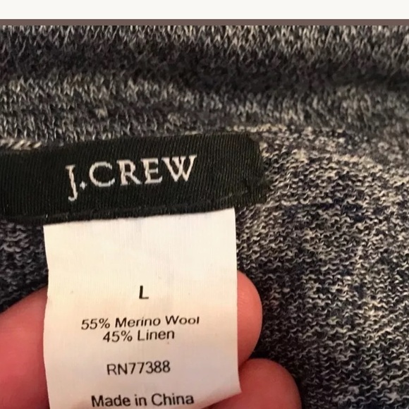 J. CREW Moto Zipper Cardigan Sweater blue wool linen lightweight knit layering - Picture 7 of 8